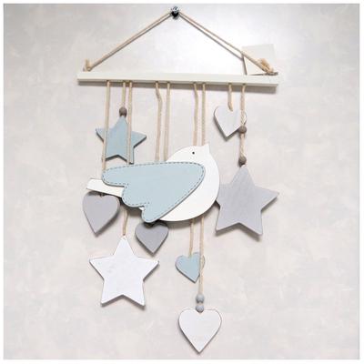 [Q2051] - Παιδική κρεμαστή διακόσμηση τοίχου ξύλινη 'Μπλε Πουλί' - 39x30 εκ.