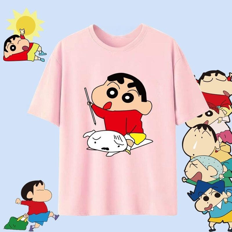 Crayon Shin Chan Shinnosuke Shiro Hug Print T Shirt Women Oversized Cute Cartoon Short Sleeve Casual Tee Top