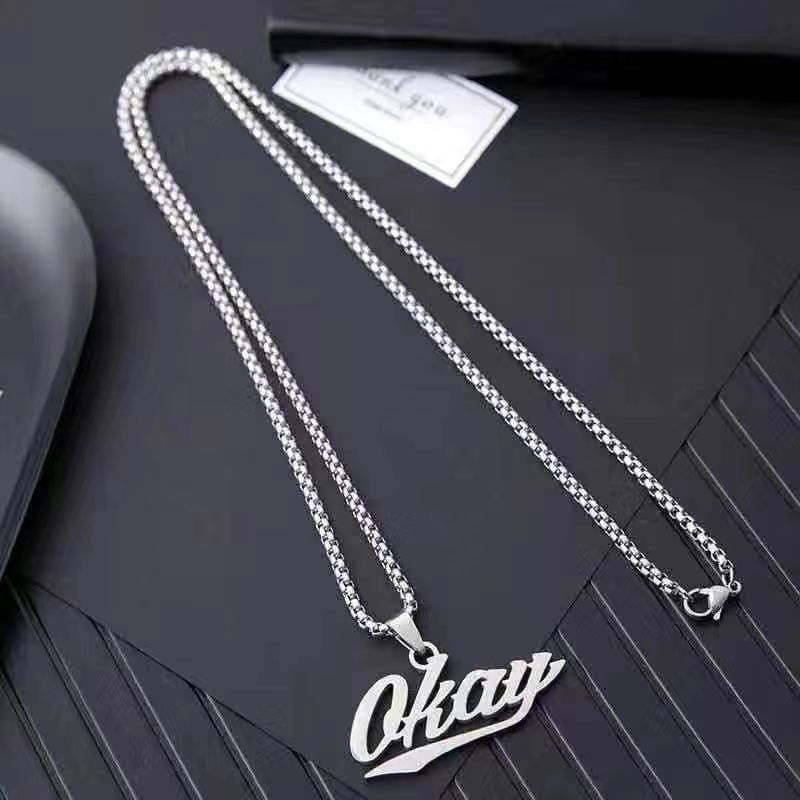 Titanium Steel Necklace Men's Trendy Brand Versatile Collarbone Chain Light Luxury Niche Design High-end Cuban Pendant Neck Chain Accessories