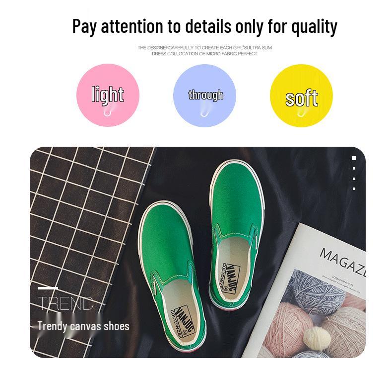 Women's Canvas Slip-On Shoes - 2025 Summer Korean Style Casual Sneakers