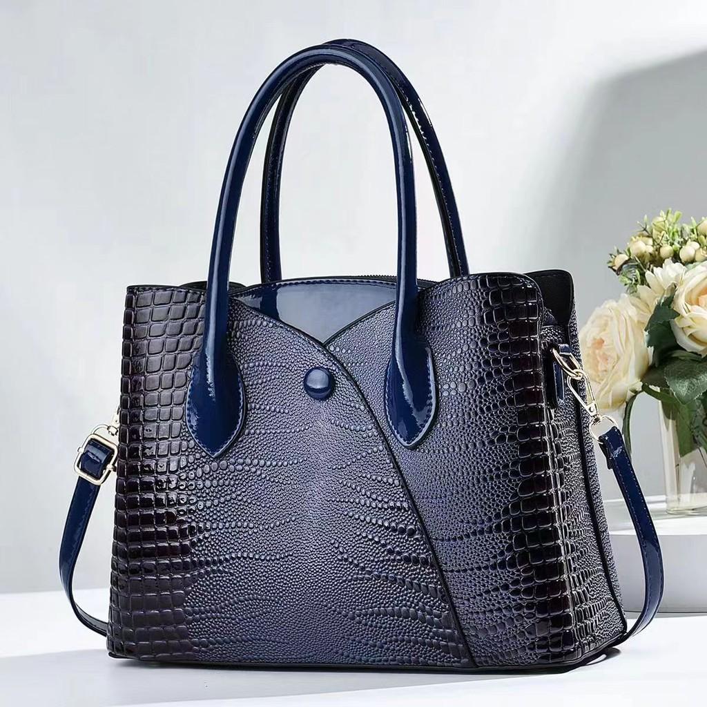 Модная вместительная сумка-тоут для мам из мягкой ПУ-кожи, стильная, для ношения на плече или через плечо синий