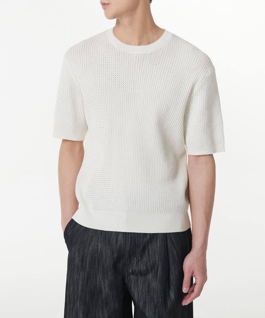 Musinsa Standard Crochet Crew Neck Short Sleeve Knit [Ivory]