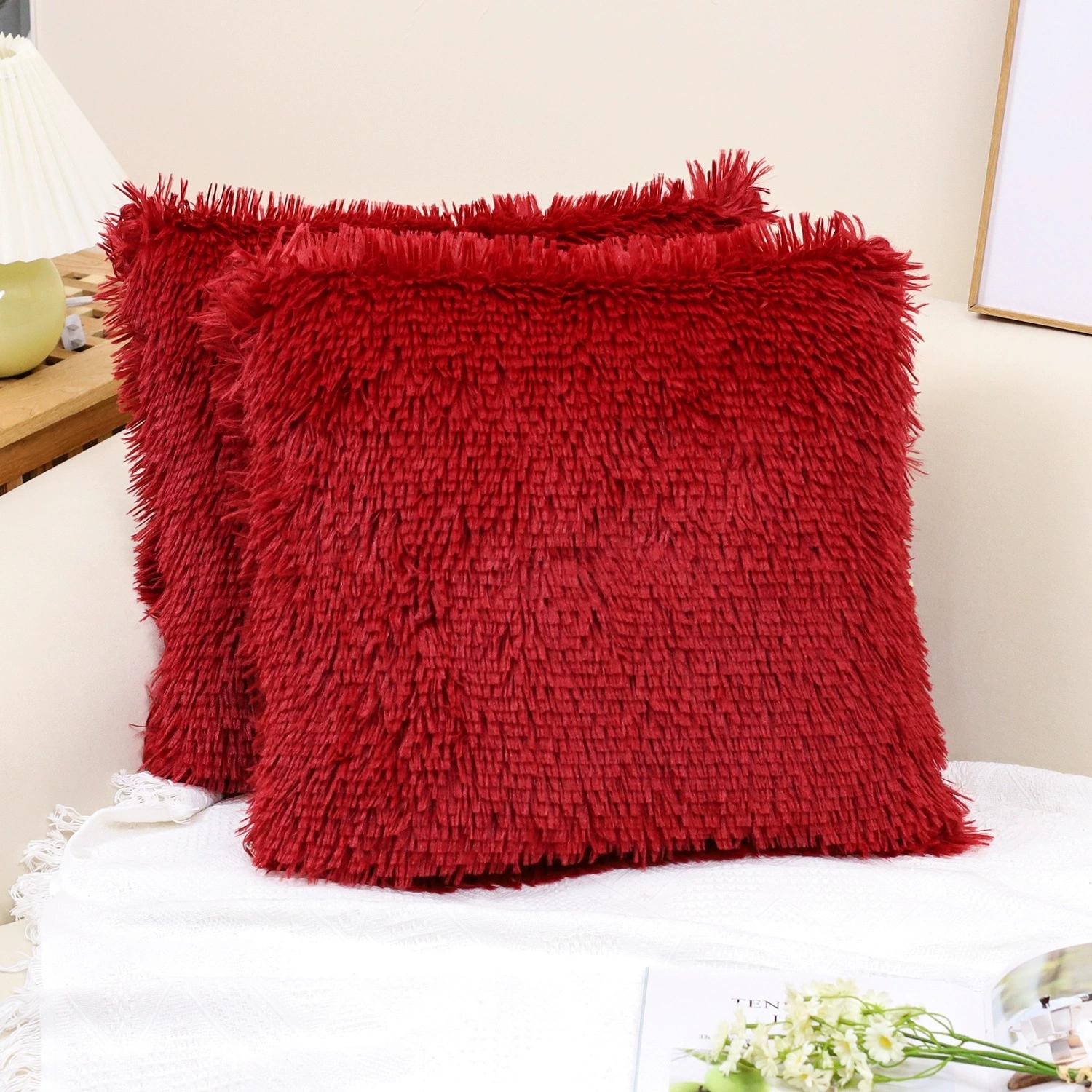 Housse de coussin décorative en polaire imitation fourrure douce de luxe pour le printemps, Housse de taie d'oreiller, Sans coussin intérieur, 45x45 cm, Lot de 2 45x45cm
