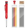Solid Carpenter Pencil Set with Built-In Sharpener Deep Hole Marking Tool Automatic Pencil Drawing Lead Core for Precision Work