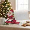 Wooden Christmas Tissue Box Holder with Snowman Santa and Design, Festive Tabletop Decoration