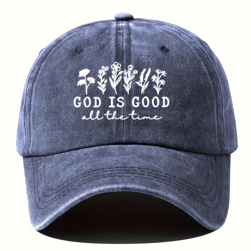 God Is Good Floral Embroidered Washed Baseball Cap Casual Adjustable Dad Hat Unisex Cotton One Size