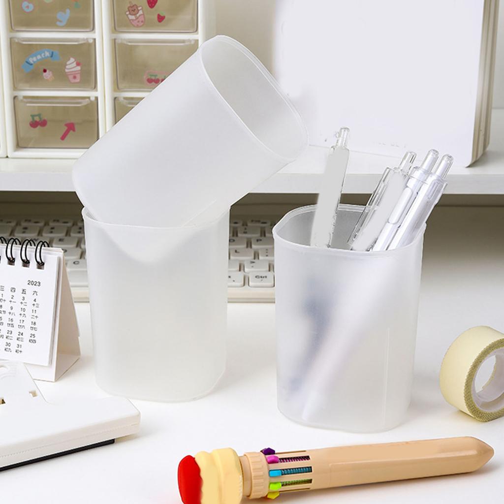 Schreibtisch Stifthalter Kunststoff Mattweiß Glatte Kanten Kleiner Stiftebecher für Stifte Bleistifte Radiergummi Weiß