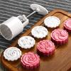 5Pcs/Set Flower Decor Mold 4 Stamps Pastry Hand Pressing Cookie MoonCake Cutter