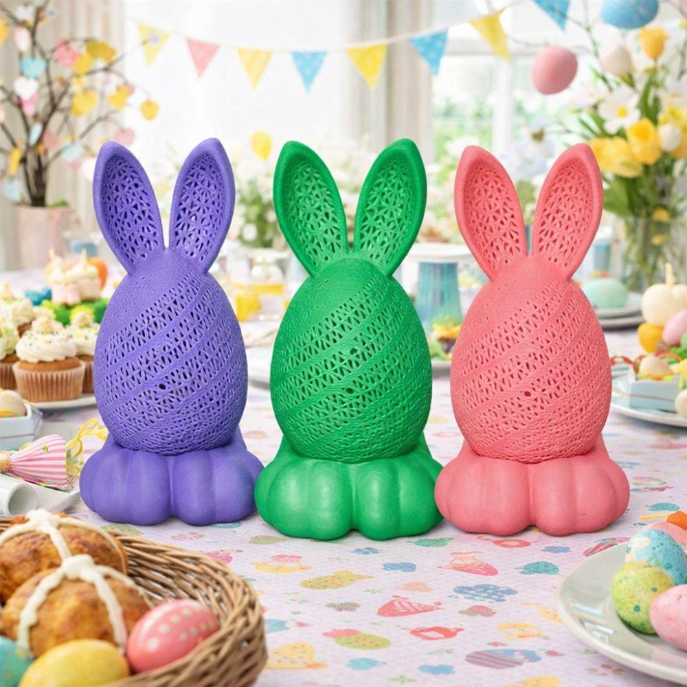 Cartoon 3D Printing Easter Rabbit Hollow Out Egg Candle Holder  Easter Decoration