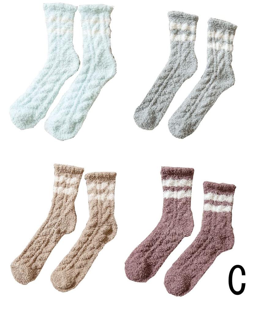 Next Grants Fluffy Room Solid Colors with Cute and Stylish for Cold Loose Pastel Socks Women's Socks, Stripes, Winter, Protection, Anti-Slip,