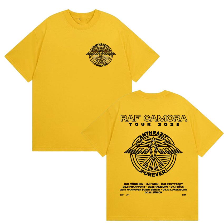 Rapper Raf Camora Tour 2025 Merch Pánské Hip Hopové Nadměrné Bavlněné Tričko Retro Styl Gotická Módní Tričko Streetwear