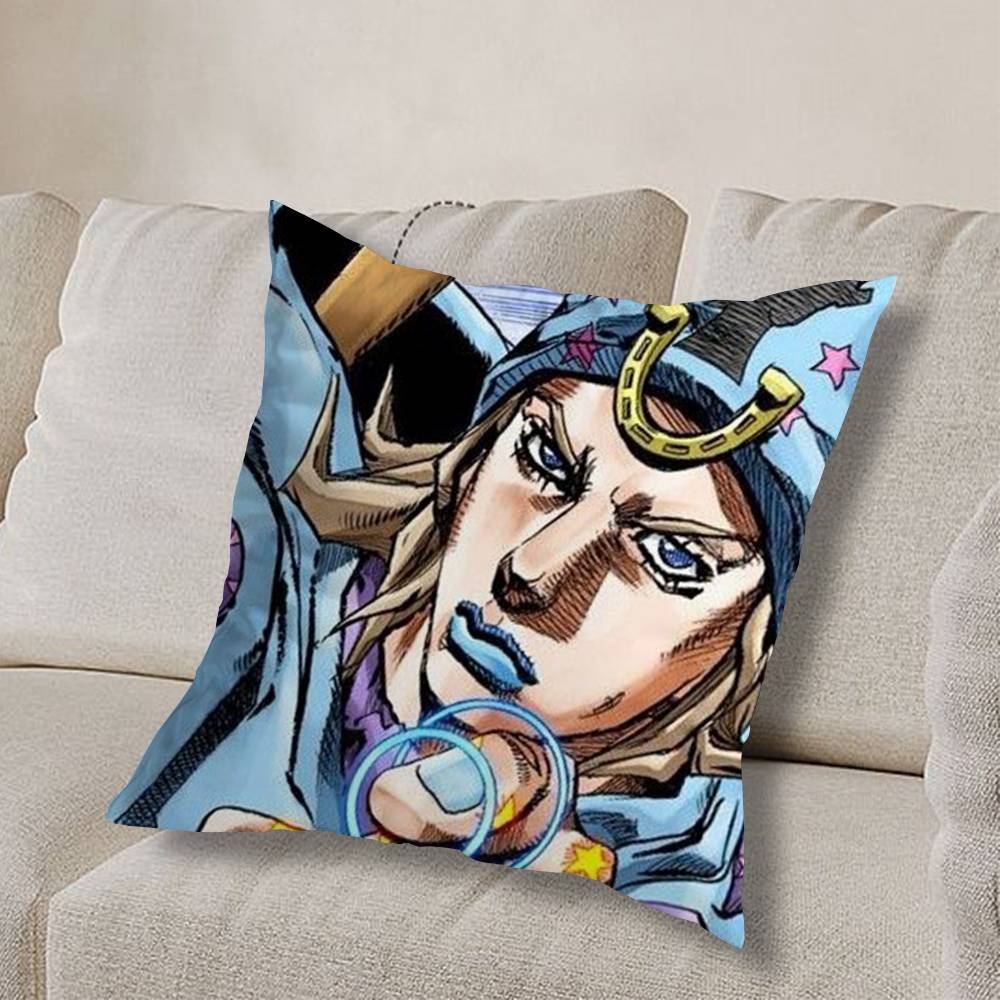 cute J-Johnny Joestar Jojo COOL Pillow Case Anti-dustmite Pillowcase Invisible zipper silky short plush Sofa cushion cover