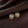 Trendy Round Pearl Stud Earrings For Women Korean Fashion Wedding Jewelry Cheap Accessories Wholesale Big Earrings