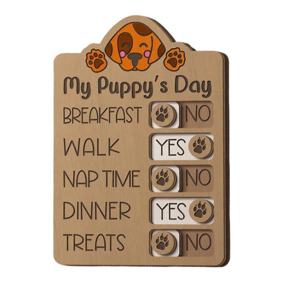Pet Feeding Reminder Wooden Dog Task Tracker Board Rustic Pet Care Checklist