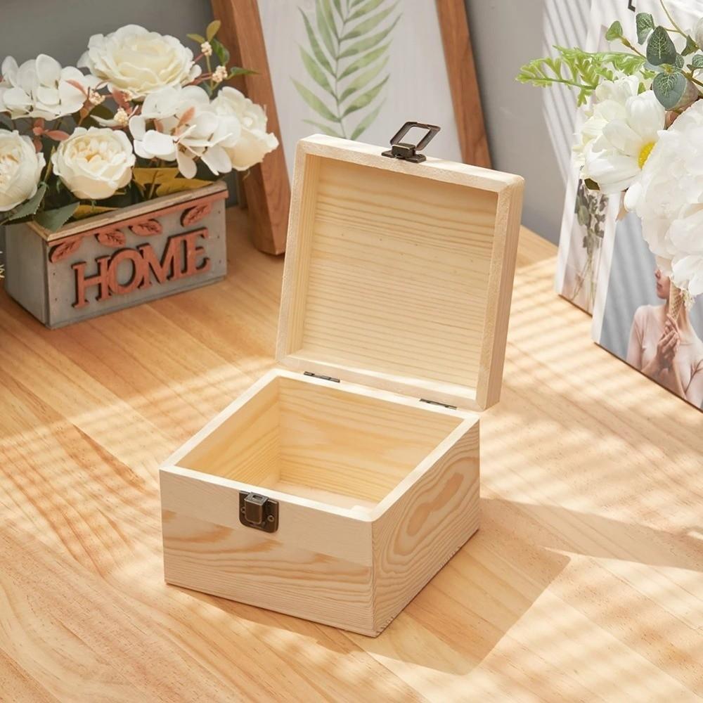Wooden Storage Box Clamshell Dried Flower Box Retro Jewelry Gift Box  For Home Decor