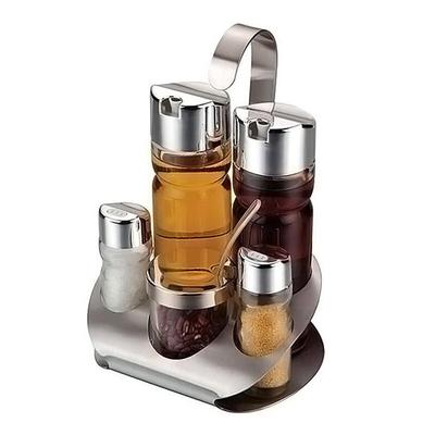 Set de Especias KAZHI de Acero Inoxidable 304 y Vidrio con Portarrollos