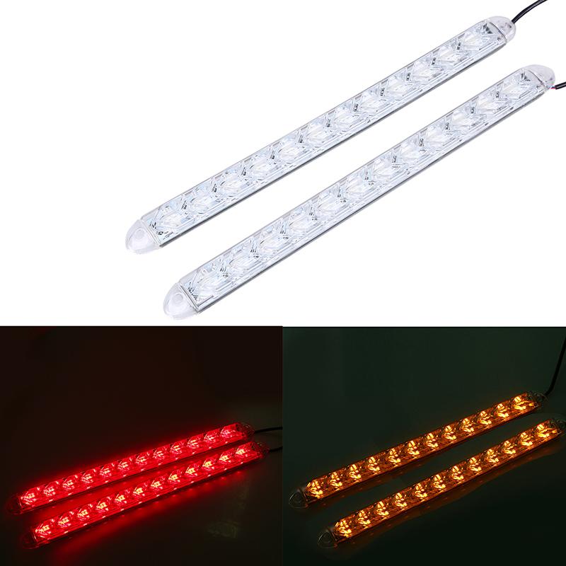 Flexibilné LED denné svietenie do auta Vodotesné šípkové blikače Výstražné svetlá Biely/Jantárový pásik Smerové svetlá