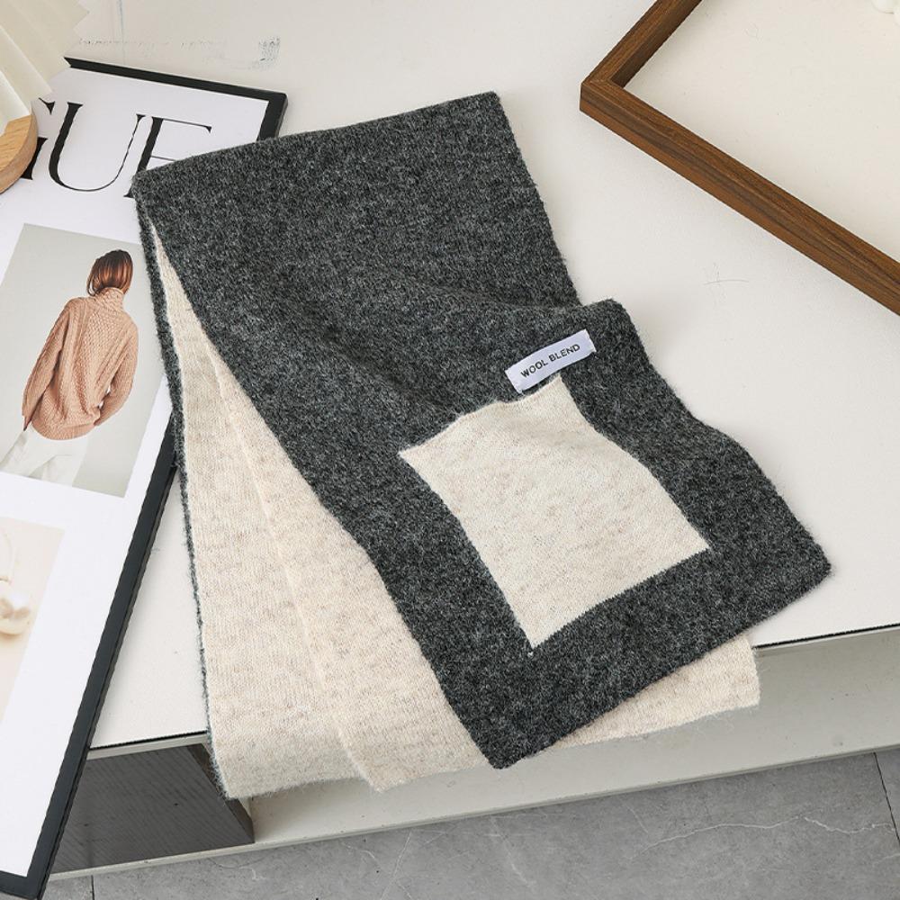 

Fashion Thickened Cashmere Scarf Warm Color Matching Knitted Wool Scarf Neckerchief Men сірий