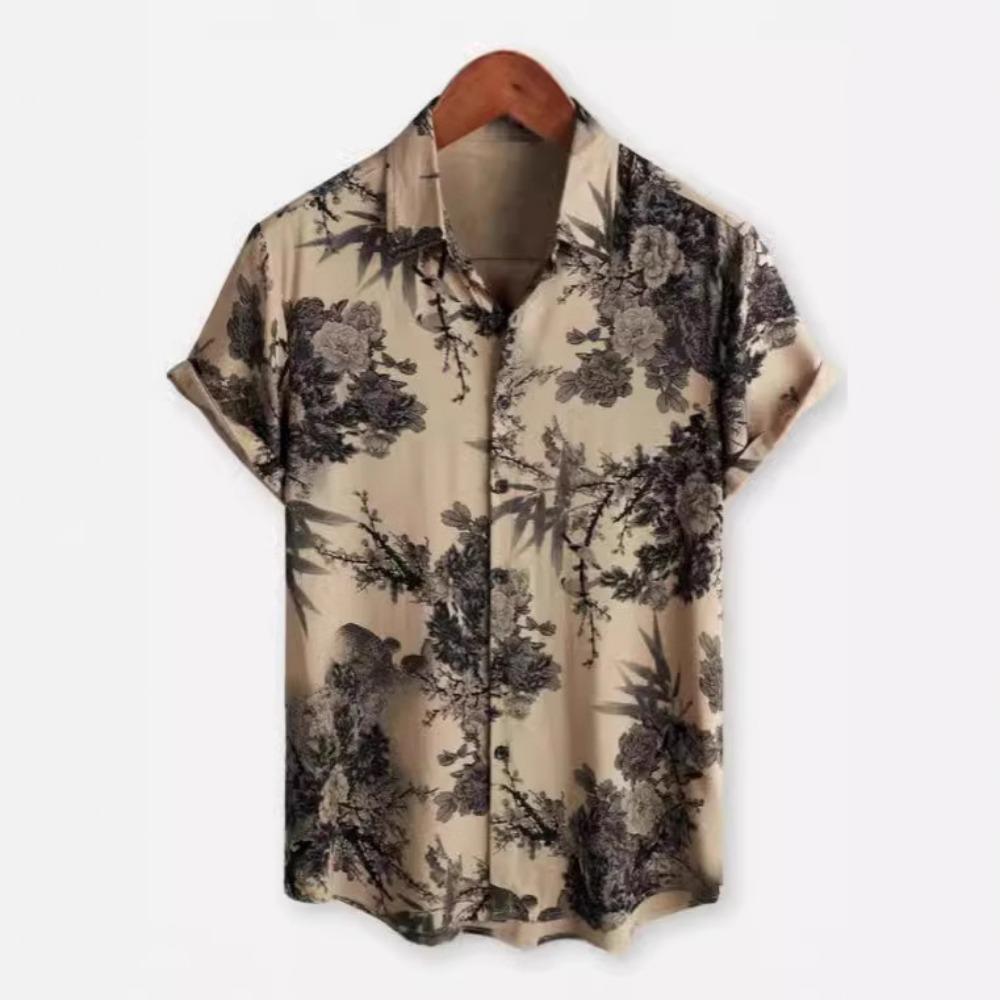Hawaiian 3D Printed Shirt Amazon Independent Station Bestseller Notch Collar Short Sleeve Shirt S