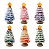 Handmade Crochet Christmas Tree Decoration Tabletop Knitted Small Artificial Flocking Christmas Tree for Home Office Holiday Decor