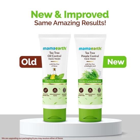 Mamaearth Tea Tree Natural Face Wash para Acne e Espinhas 100 ml - Para Pele Normal e Seca