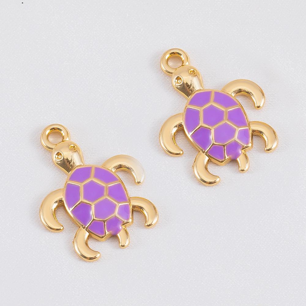 10pcs Cute Green Purple Pink Enamel Ocean Crab Conch Fishtail Heart Charms Alloy Pendants DIY Necklace Bracelet Jewelry Findings