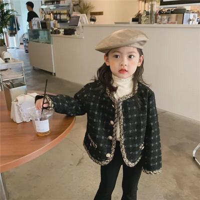 2023 Spring Baby Girl Plaid Cardigan - Korean Style Short Coat
