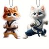 Textured Martial Arts Stylish Acrylic Automotive Decoration Cute Animal Keychain For Rear View Mirror Home Vehicle Use