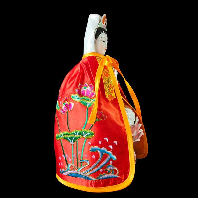 Only Cloak Zen Lotus Guanyin Buddha Statue Small Cloak Guanyin Bodhisattva Goddess Decor Embroidered Shawl Without Resin Buddha