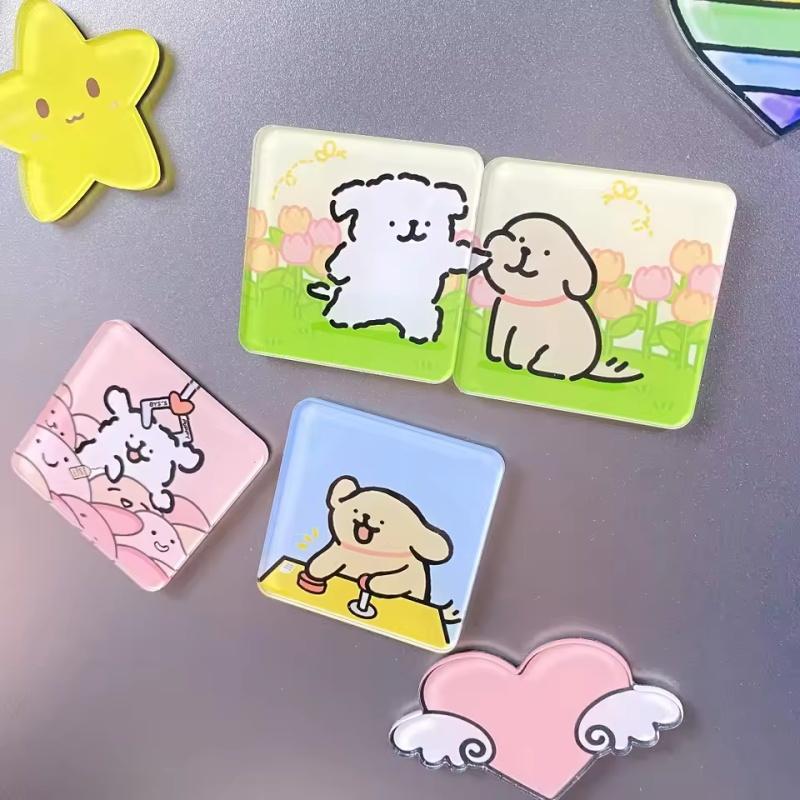 2Pcs Cute Lover Dog Jigsaw Refrigerator Magnets Cartoon Fridge Blackboard Whiteboard Photo Message Magnets Decorative