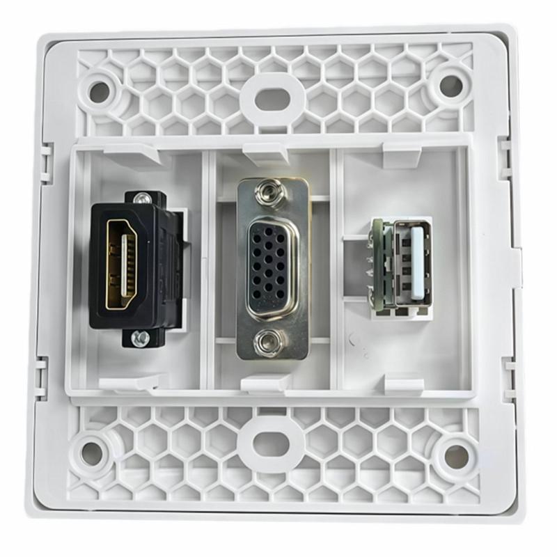 No Solder Direct Connecting VGA HDTV USB Wall Mount Panel 86mm Wall Outlet Video Socket for HDTV Video Audios Transmission