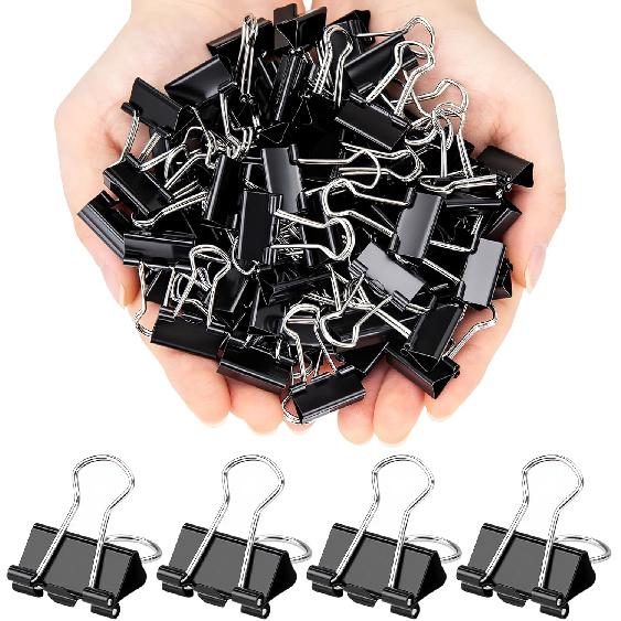 120 Pack Mini Binder Clips, Black Binder Clips, Small Paper Clips 15mm 5/8 Inch. Micro Size Office Clips for Home School Office and Business.