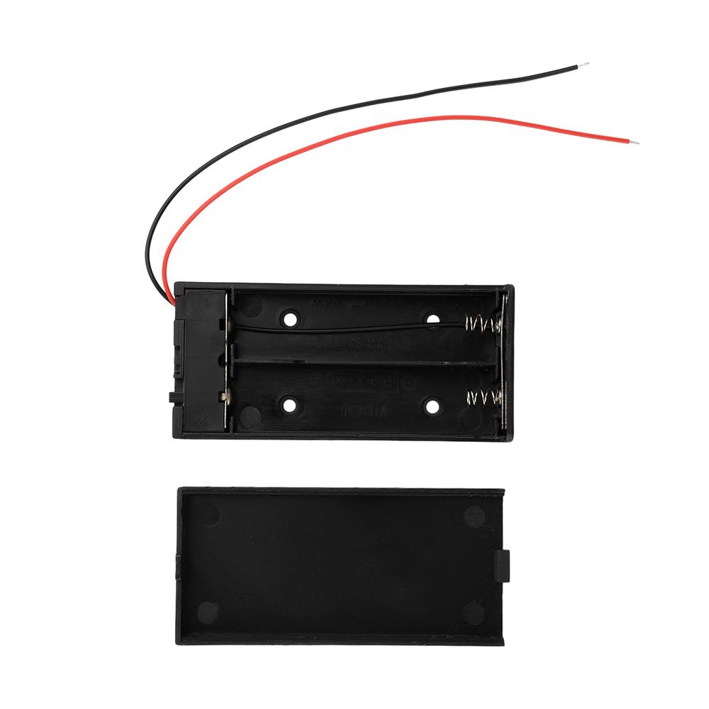 1pcs 18650 Battery Holder Box 2 Slot 3.7V Battery Storage Case 2 Cell Plastic Container With Cover Connect Black Red Wires