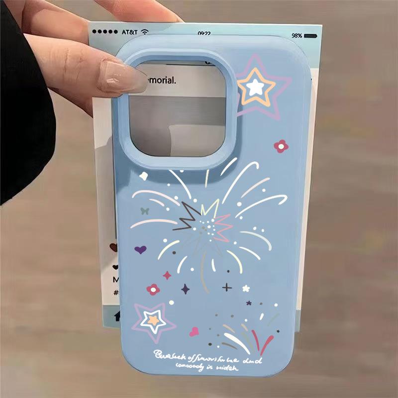 

Firework Star Case for 17ProMax16, 15Pro, 14Plus/13 Glutinous Rice Shell INS Style iPhone 16 Pro Max