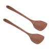 2pcs Wooden Spatula Household Hanging Long Handle Flat Wooden Spatula for Mixing and Turning38.5cm   15.2in
