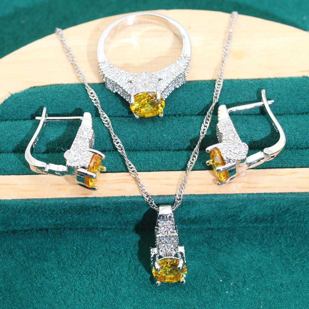 Europe and The United States Exquisite Popular Bride Zircon Necklace Necklace Earrings Wedding Dress Accessories