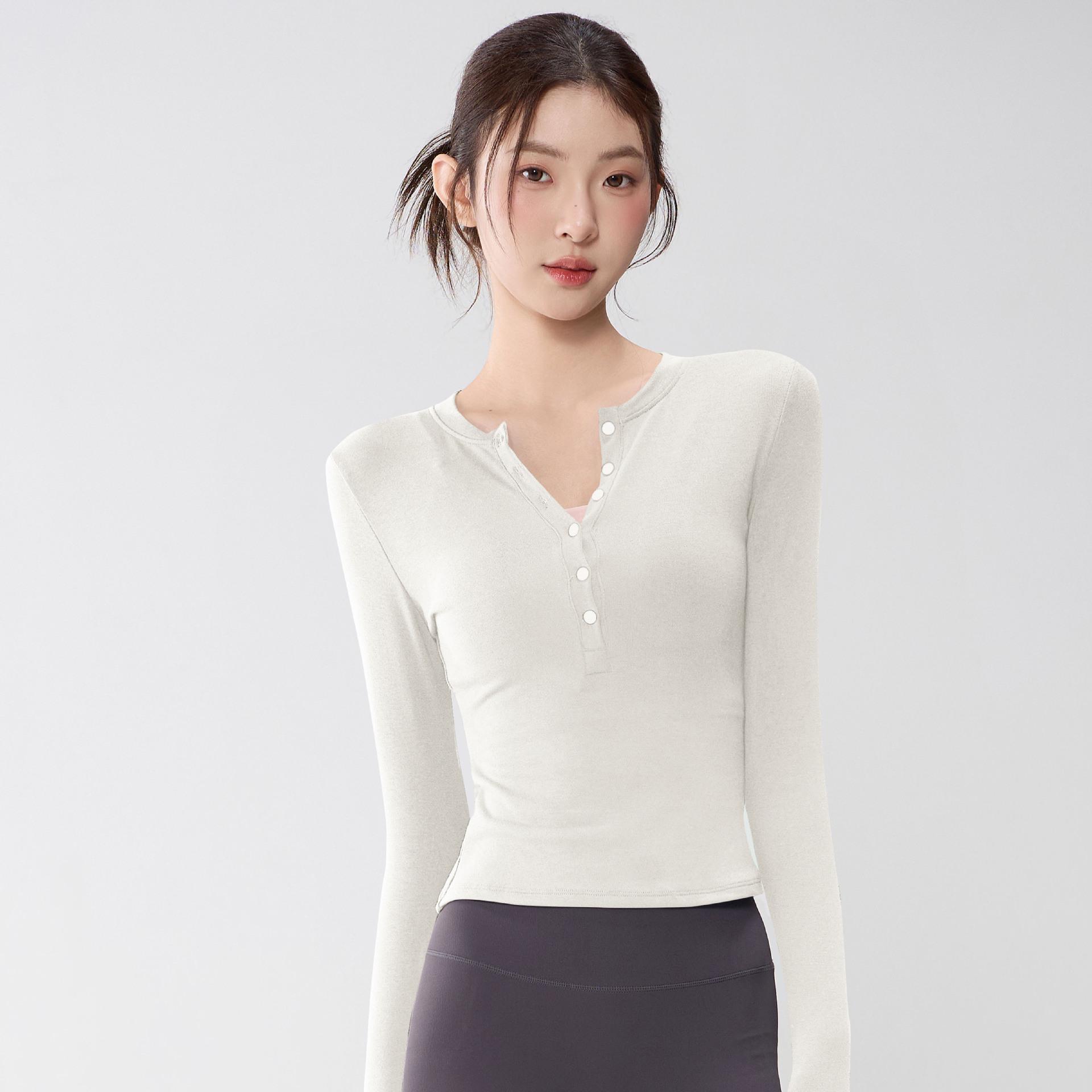 Women s Athletic Long Sleeve Henley: Slim Fit Yoga, Running, and Sports Top Base Layer Large
