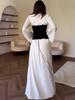 2025 Black & White Patchwork Waist-Cinched Slimming Dress for Women - Autumn Long Skirt