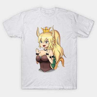 T-Shirt Damen Super Mariop Bros Bowsette Harajuku Print Kawaii T-Shirt Sommer Kurzarm Damen T-Shirt Top Tee