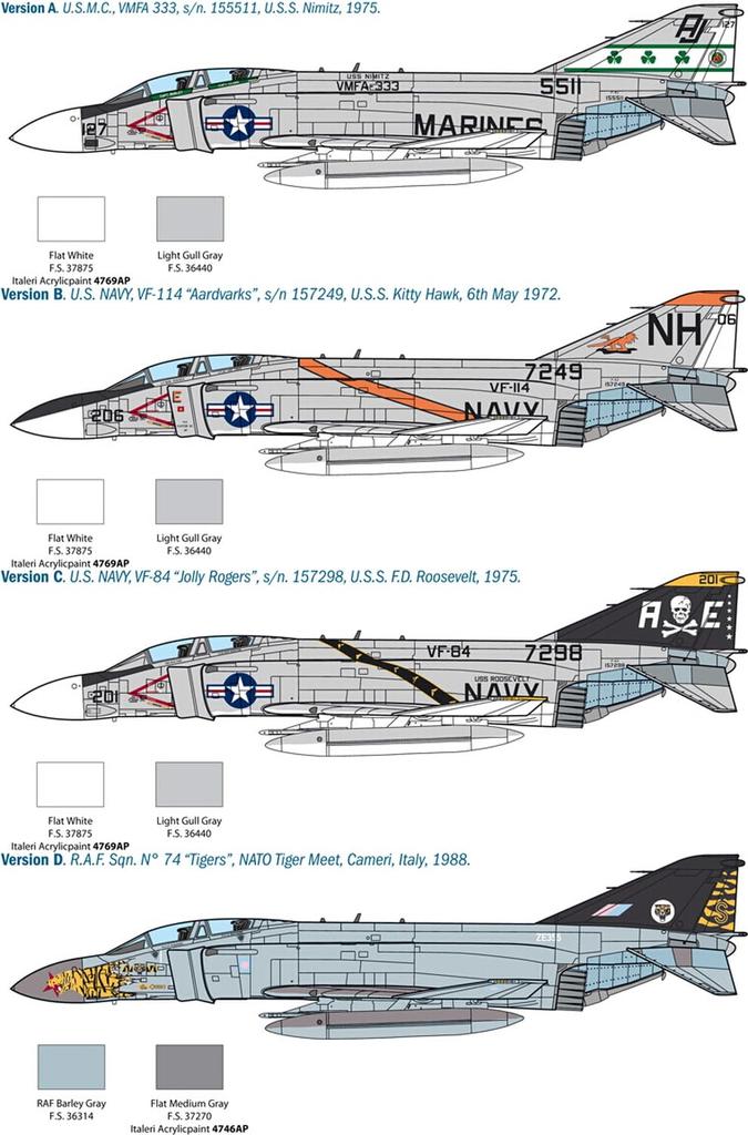 Platz Italeri Phantom II Plastic Model Kit IT2781 1/48 F-4J