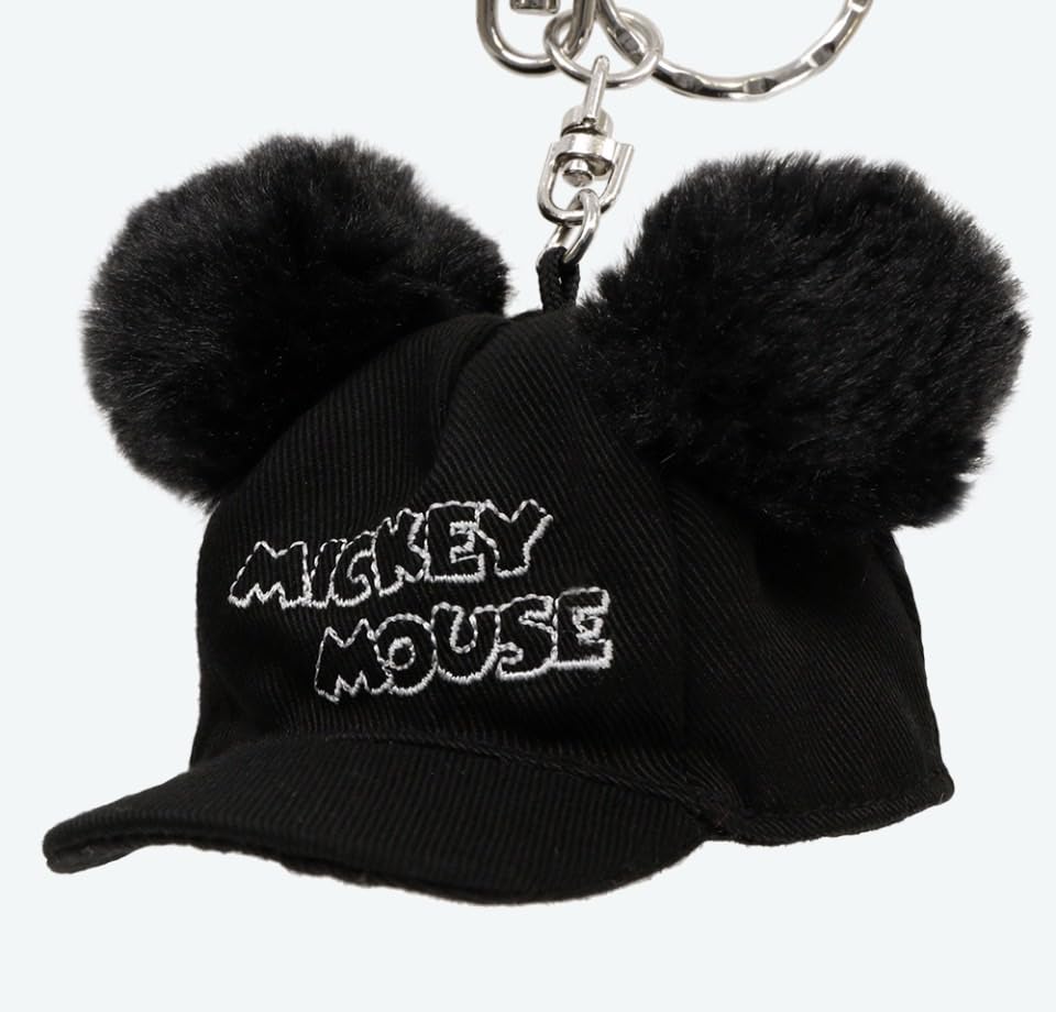 Mickey Mouse Cap Tokyo Disney Resort Fun Black Pom-Pom Keychain, Exclusive, Cap,