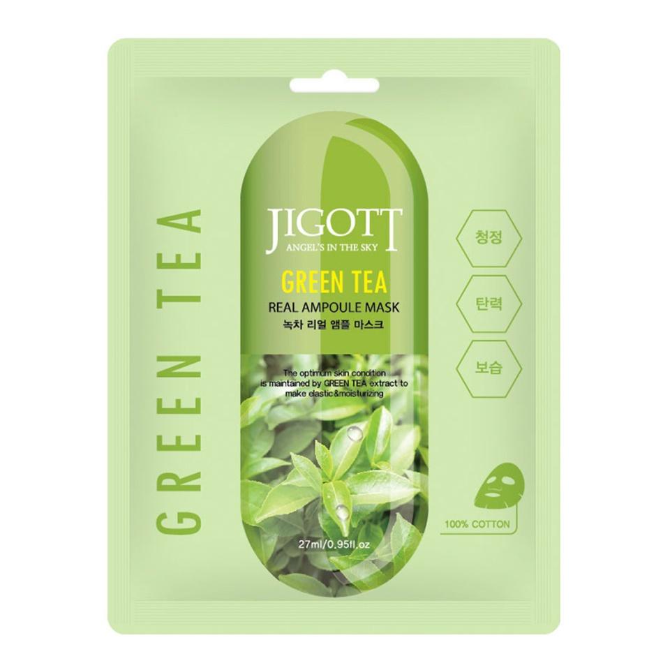 

JIGOTT GREEN TEA REAL AMPOULE MASK Тканевая маска для лица с экстрактом зелёного чая 27мл