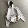 Womens Gothic Streetwear Hooded Zip-Up Sweatshirt Pants Set Casual Long Sleeve Solid Color Oversized Fit