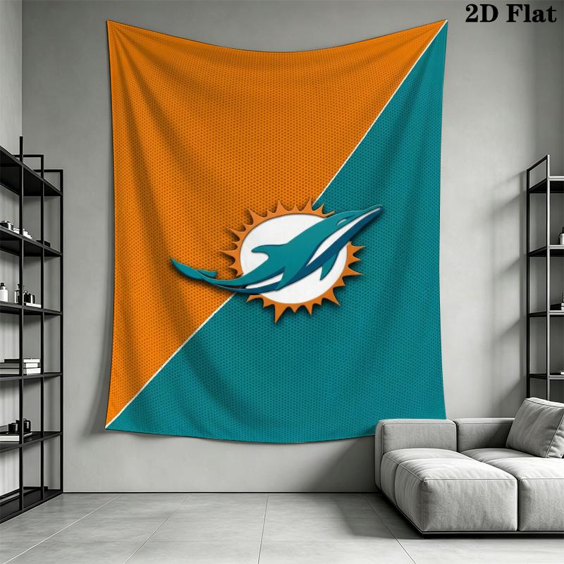 Miami Dolphins Wandteppich Ästhetisches Wandbehang Gedruckter Stoffdecke Dekorative Wandteppiche für Schlafzimmer Wohnzimmer Heimdekoration