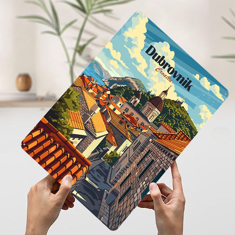 Dubrovnik Croatia Travel Metal Poster Customized Wall Art Retro Vintage Tinplate Signs for Living Room Decorations Desk Decor