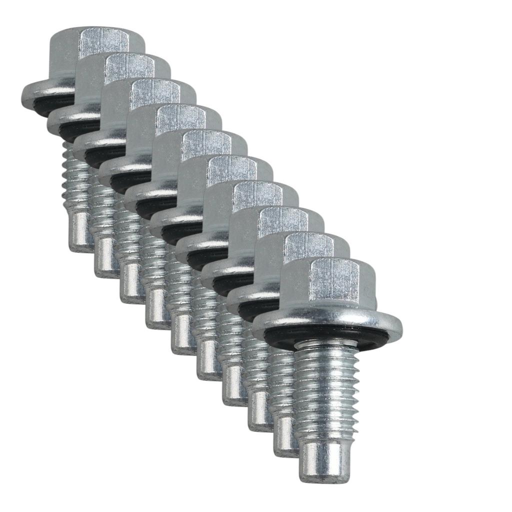 10 x Oil Drain Plug W/Gasket M12-1.75, Head Size 15mm .Length: 25mm