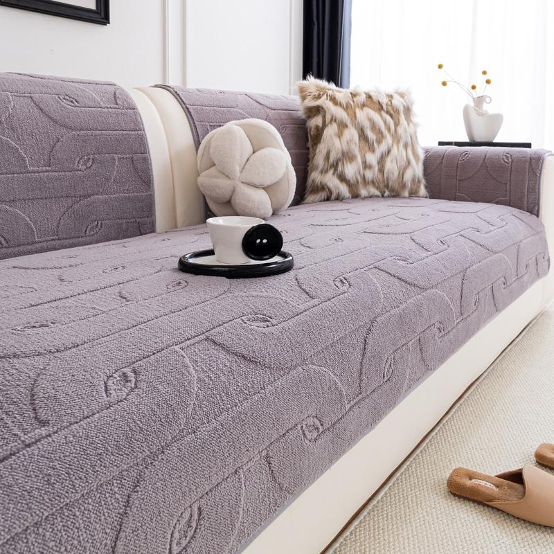 

Мягкий плюшевый чехол на диванную подушку, нескользящий, современный, простой, всесезонный, универсальный, хлопковый, бархатный чехол на сиденье дивана 70x70cm серый