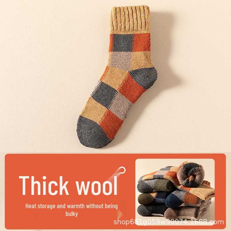 

Men s Thick Fleece-Lined Wool Socks - Mid-Calf, Warm Terry for Autumn/Winter One Size