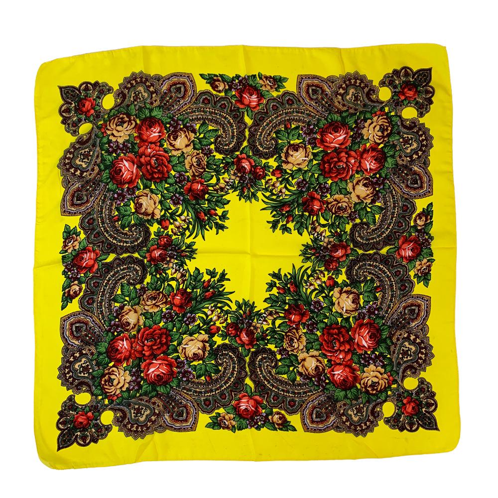 Yunnan Floral Headscarf for Elderly Women, Russian Ethnic Style, Lightweight, Ideal for Work