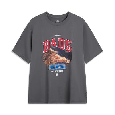 Li Ning Badfive Fashion Casual Loose Letter Print Short Sleeve T-Shirt Men Tops AHSVD97-1
